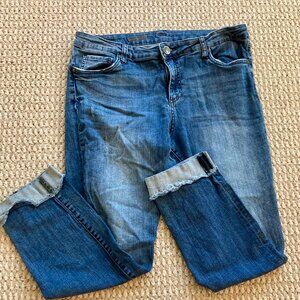 Kut from the Kloth Womens Ankle Straight Jeans Button Fly Pockets Size 14 Blue